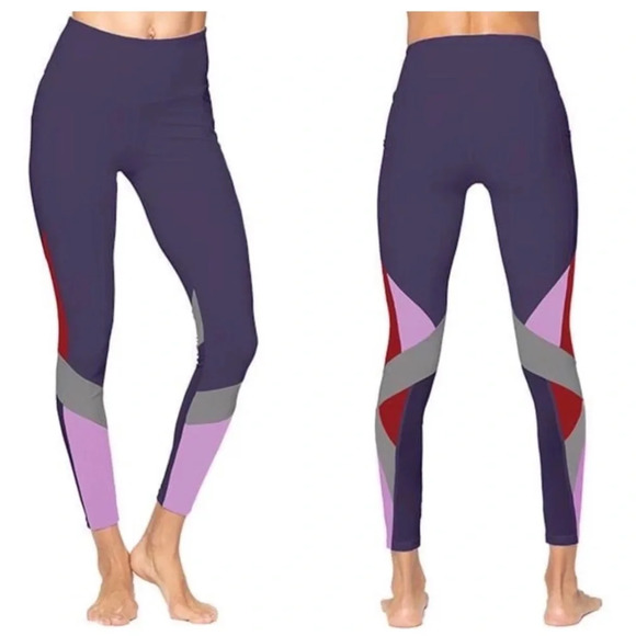 Vie Active Lulu Colorblock High Rise Full Leggings Small - Picture 1 of 14